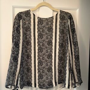 Jcrew collection black and white silk blouse.  Size 8; like new.